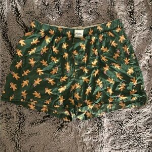 Victoria's Secret Green Shorts with Gingerbread Print